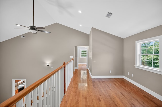 323 Indian Trl, Salem, SC 29676 - corridor with light wood finished floors, high vaulted ceiling, and recessed lighting