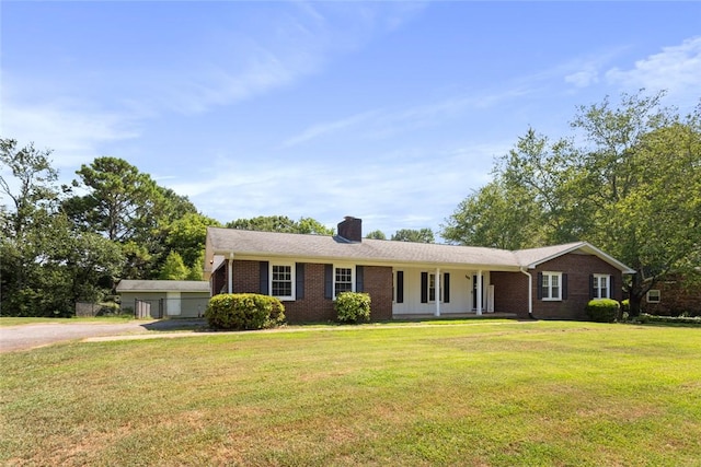 123 Radisson Rd, Seneca, SC 29678 - ranch-style house featuring brick siding, a front yard, and a chimney