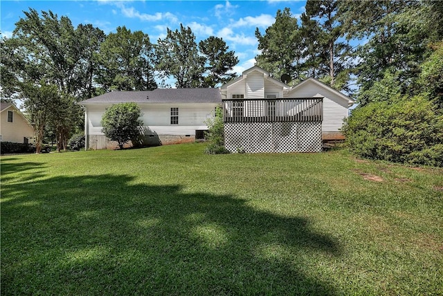 208 Playground Rd, Walhalla, SC 29691 - back of house featuring a lawn, a deck, and crawl space