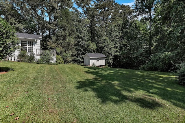 208 Playground Rd, Walhalla, SC 29691 - view of green lawn featuring a shed and a wooden deck