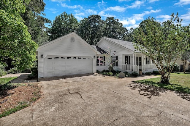 208 Playground Rd, Walhalla, SC 29691 - ranch-style home with a porch, concrete driveway, and an attached garage