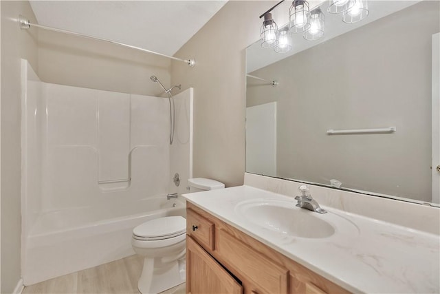 208 Playground Rd, Walhalla, SC 29691 - bathroom featuring vanity, shower / washtub combination, lofted ceiling, and wood finished floors