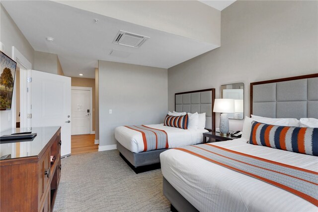 13500 Clemson Blvd Unit 1201Ab, Seneca, SC 29678 - bedroom featuring light carpet, attic access, and recessed lighting