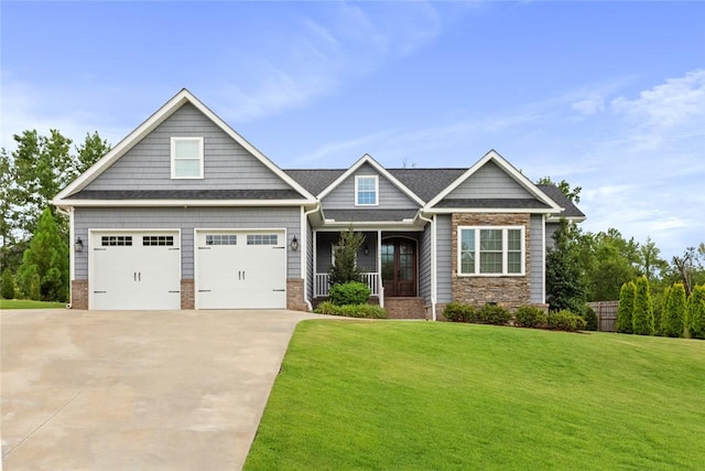 340 Fiddlers Way, Seneca, SC 29678 - craftsman-style house featuring a front lawn, driveway, a porch, and stone siding