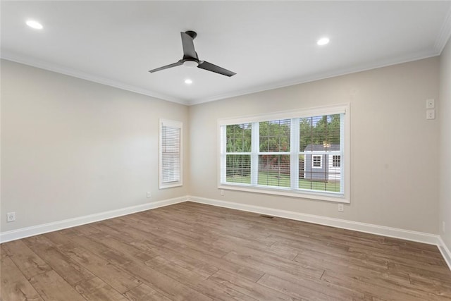 340 Fiddlers Way, Seneca, SC 29678 - spare room featuring ornamental molding, wood finished floors, ceiling fan, and recessed lighting