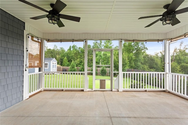 340 Fiddlers Way, Seneca, SC 29678 - unfurnished sunroom with a ceiling fan and plenty of natural light