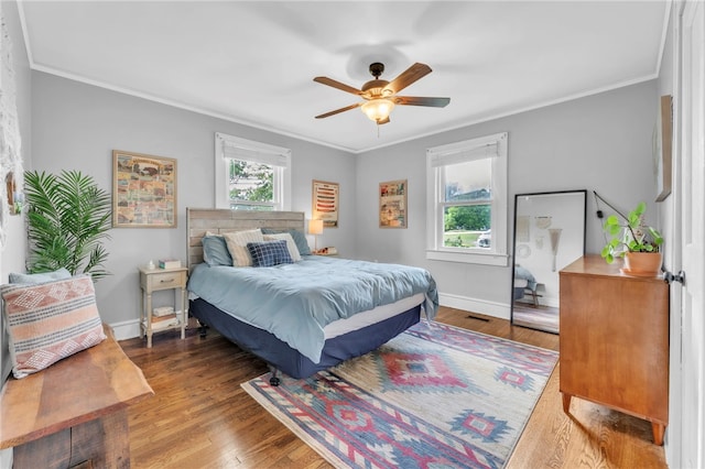 423 Lebanon Rd, Pendleton, SC 29670 - bedroom featuring ornamental molding, wood finished floors, and ceiling fan