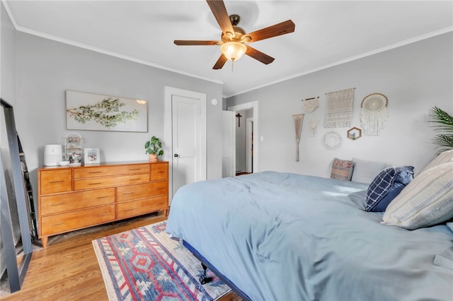 423 Lebanon Rd, Pendleton, SC 29670 - bedroom featuring ornamental molding, light wood-style flooring, and ceiling fan