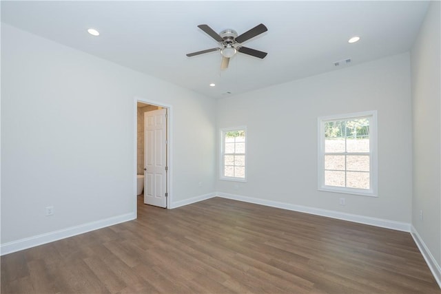 218 W Halfway Branch Rd, Walhalla, SC 29691 - empty room with healthy amount of natural light, dark wood-style flooring, ceiling fan, and recessed lighting
