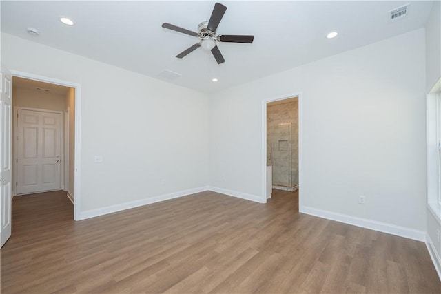218 W Halfway Branch Rd, Walhalla, SC 29691 - spare room with a ceiling fan, light wood-type flooring, recessed lighting, and a smoke detector