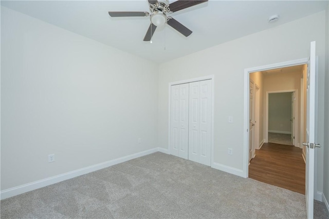 218 W Halfway Branch Rd, Walhalla, SC 29691 - unfurnished bedroom with carpet, a closet, and ceiling fan