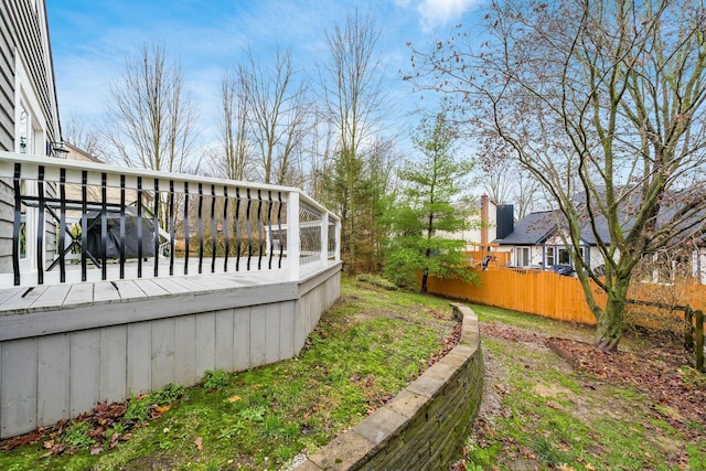 view of yard with a deck