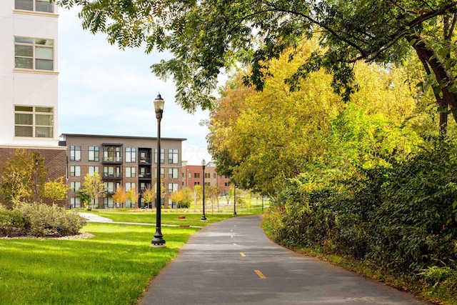 view of home's community with a lawn