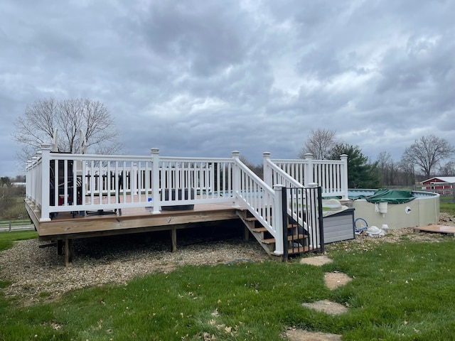 deck with a covered pool