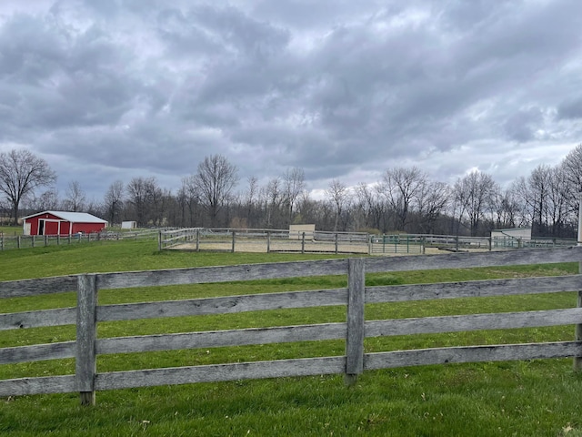 view of yard with a rural view