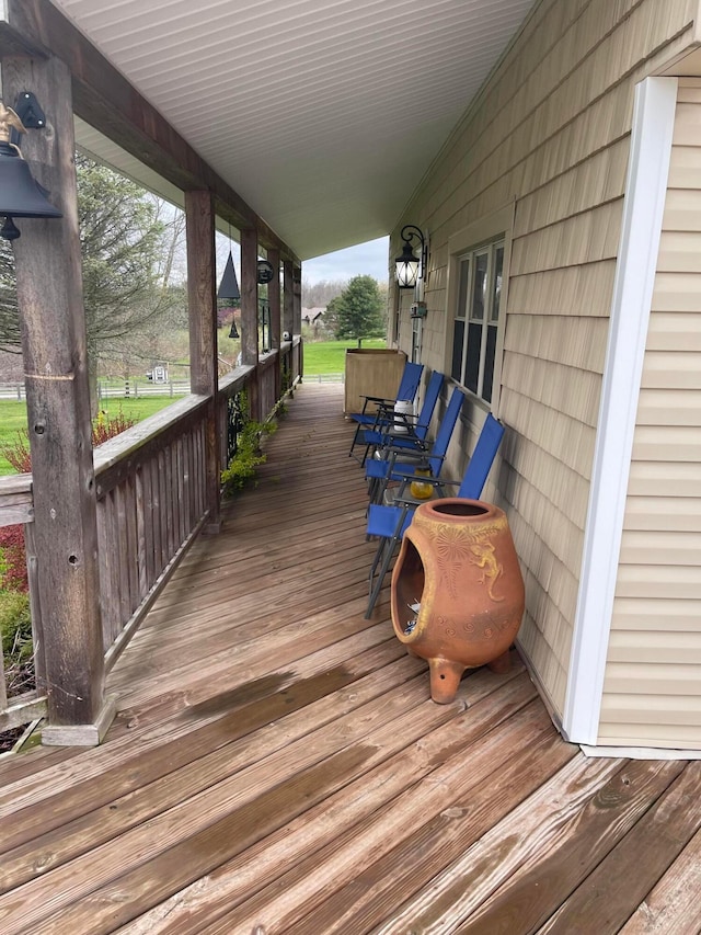 wooden deck with covered porch