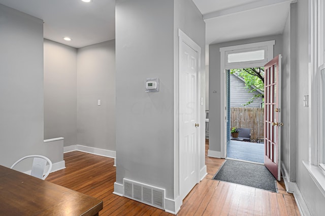 119 Redbud Aly, Columbus, OH 43206 - foyer featuring hardwood / wood-style floors and recessed lighting