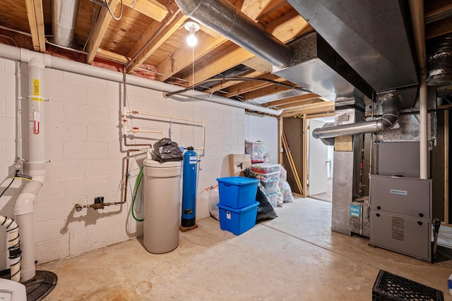 12627 Oakmere Dr, Pickerington, OH 43147 - unfinished below grade area featuring a water softener system and heating unit