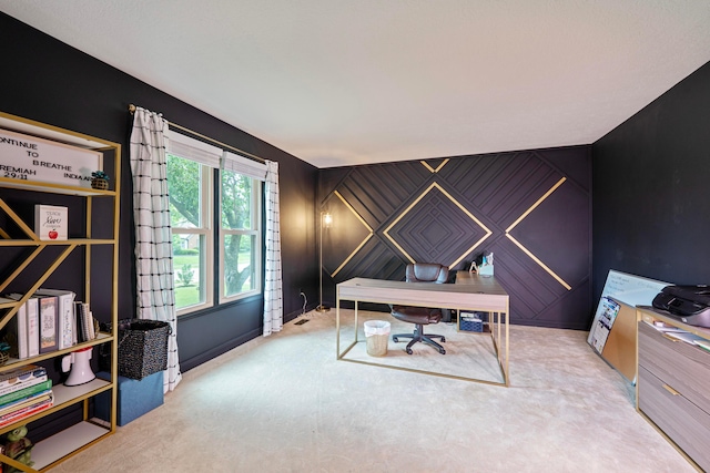 12627 Oakmere Dr, Pickerington, OH 43147 - office featuring carpet, an accent wall, and baseboards