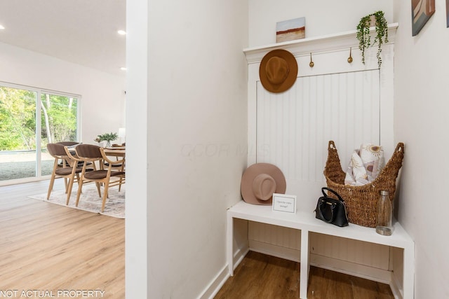 344 Postle Blvd, Columbus, OH 43228 - mudroom featuring baseboards, recessed lighting, and wood finished floors