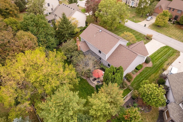 aerial view with a residential view