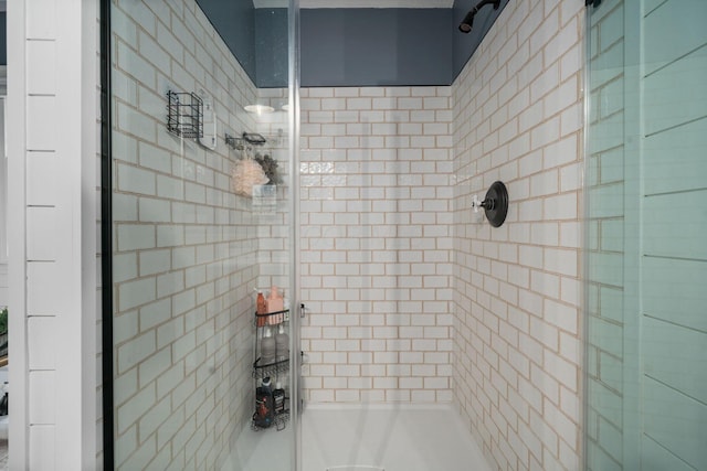 bathroom with a stall shower