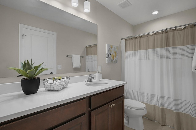 5421 Mercier St, Lewis Center, OH 43035 - full bath with toilet, vanity, tile patterned floors, and a shower with shower curtain