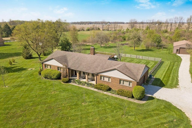 aerial view featuring a rural view