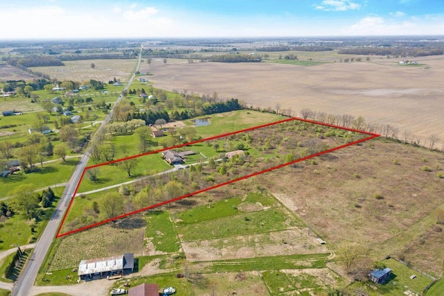 drone / aerial view featuring a rural view