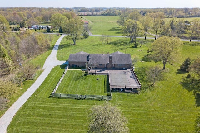 aerial view featuring a rural view