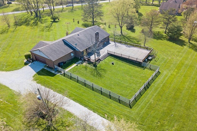 drone / aerial view with a rural view