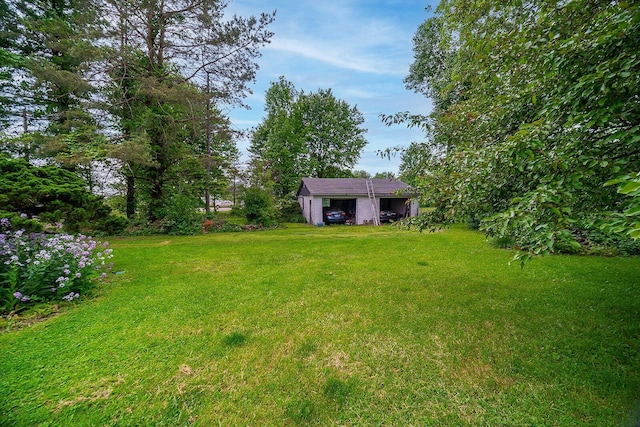 view of yard with an outdoor structure