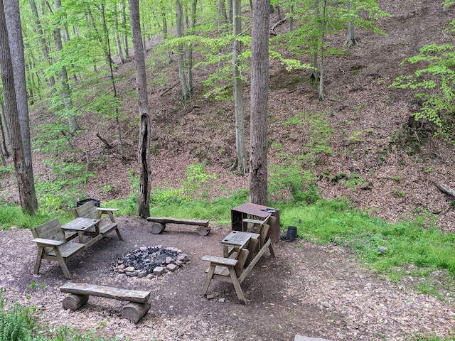 exterior space featuring a fire pit