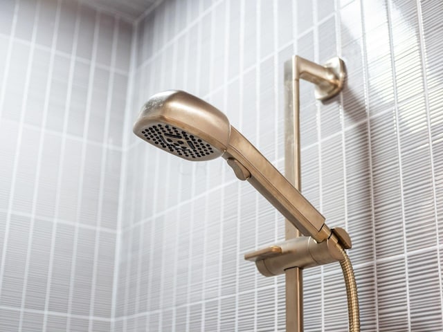 interior details featuring a shower