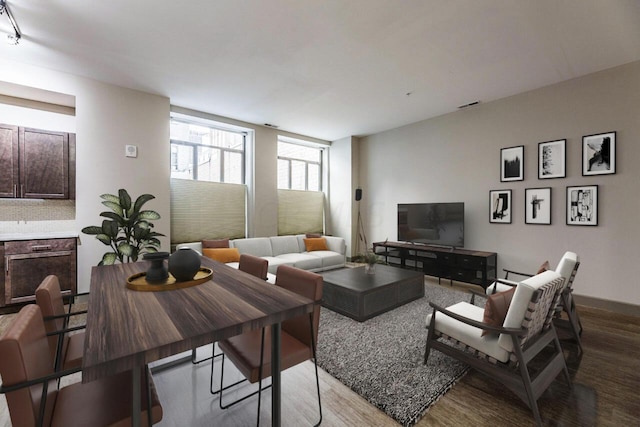 living room featuring hardwood / wood-style floors