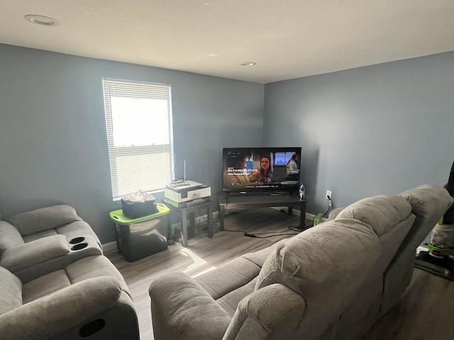 living room with hardwood / wood-style flooring