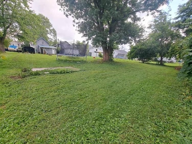 view of yard with a trampoline