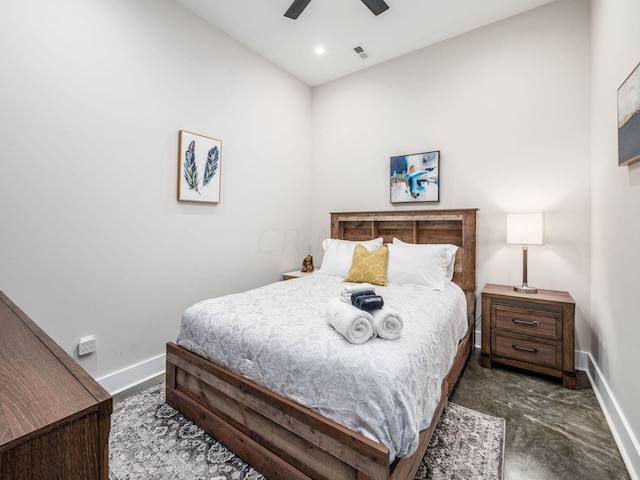 bedroom featuring ceiling fan