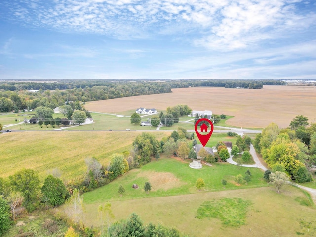 aerial view featuring a rural view