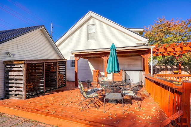 wooden terrace with a pergola