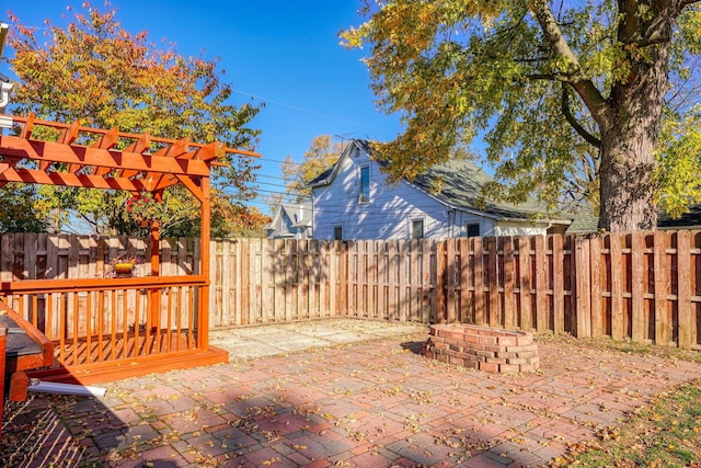 exterior space with a pergola