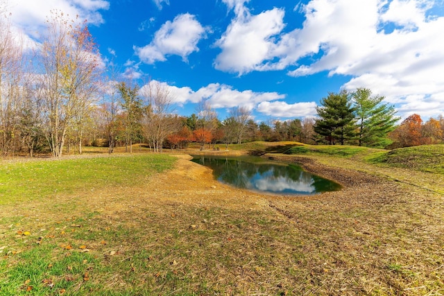 view of yard with a water view