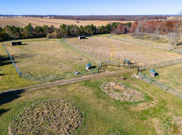 drone / aerial view with a rural view