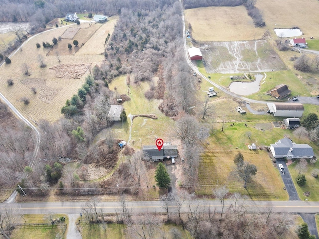 aerial view featuring a rural view