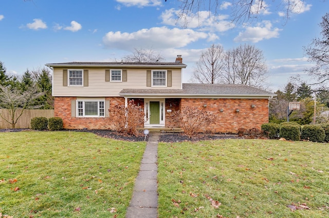 view of front property with a front lawn