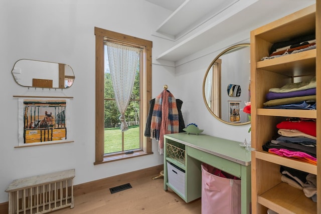 interior space with light hardwood / wood-style flooring