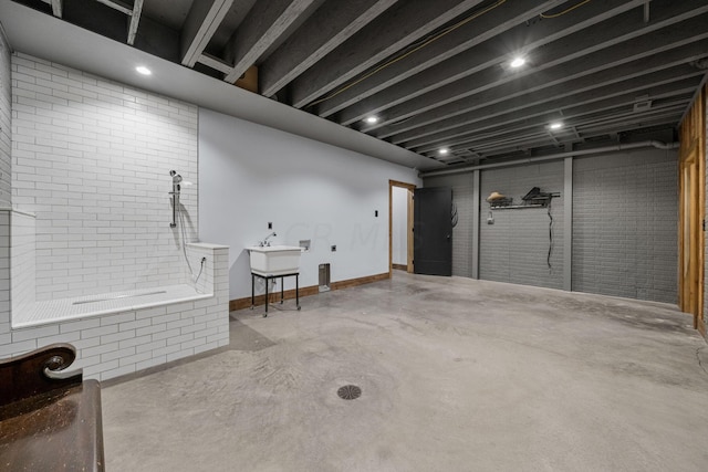 basement featuring sink