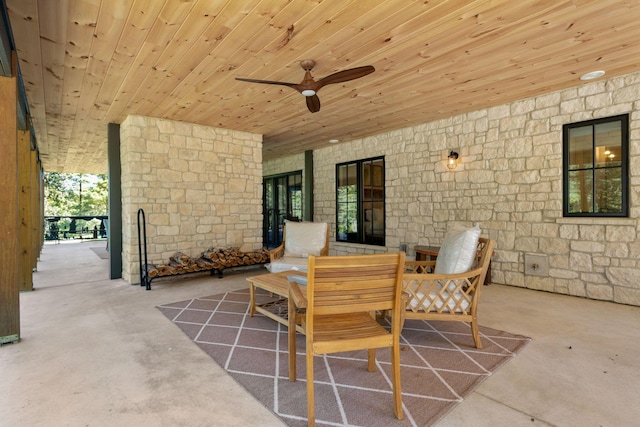 view of patio / terrace featuring ceiling fan