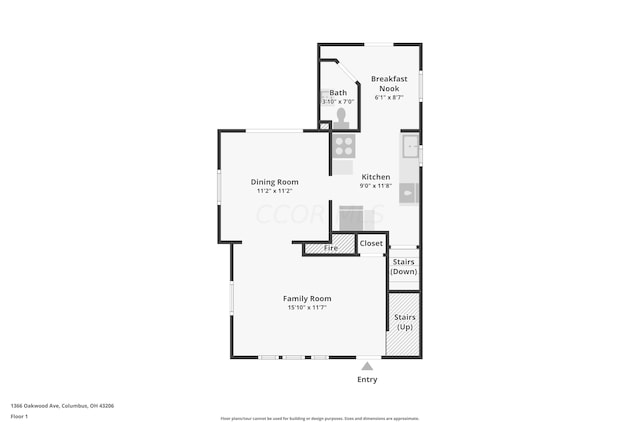 1366 Oakwood Ave, Columbus, OH 43206 - view of floor plan / room layout