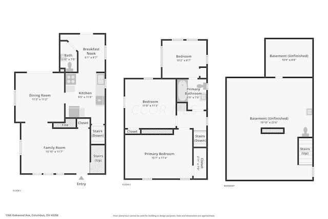 1366 Oakwood Ave, Columbus, OH 43206 - view of property floor plan